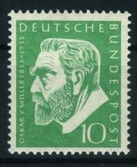 Koleksiyon Pulları, 1955 ALMANYA Oskar von Miller'in 100.Doğum Yılı,J.Stamps-95