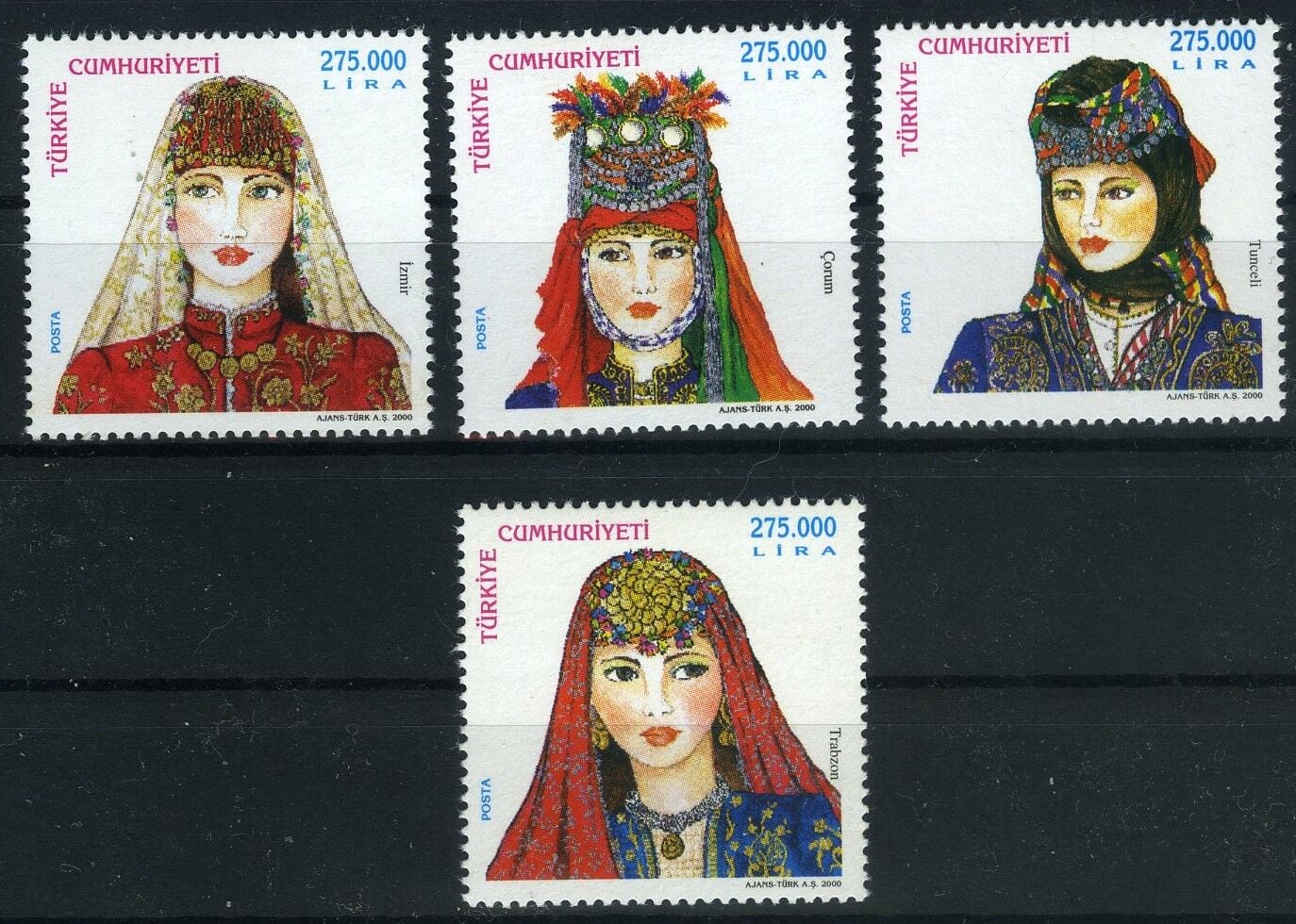 Koleksiyon Pulları, 2000 Yılı Kadın Başlıkları,Damgasız 4 Pul,J.Stamps-97