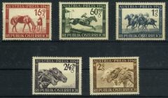 Koleksiyon Pulları,1946 Avusturya At Yarışı,5 Pulluk Damgasız Seri,J.Stamps-1946