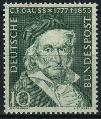 Koleksiyon Pulları,1955 ALMANYA,Carl Friedrich Gauss'un Ölümünün 100.Yılı,Damgasız,J.Stamps-110