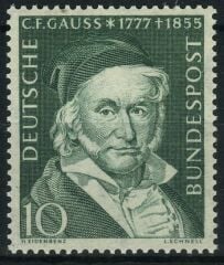 Koleksiyon Pulları,1955 ALMANYA,Carl Friedrich Gauss'un Ölümünün 100.Yılı,Damgasız,J.Stamps-110