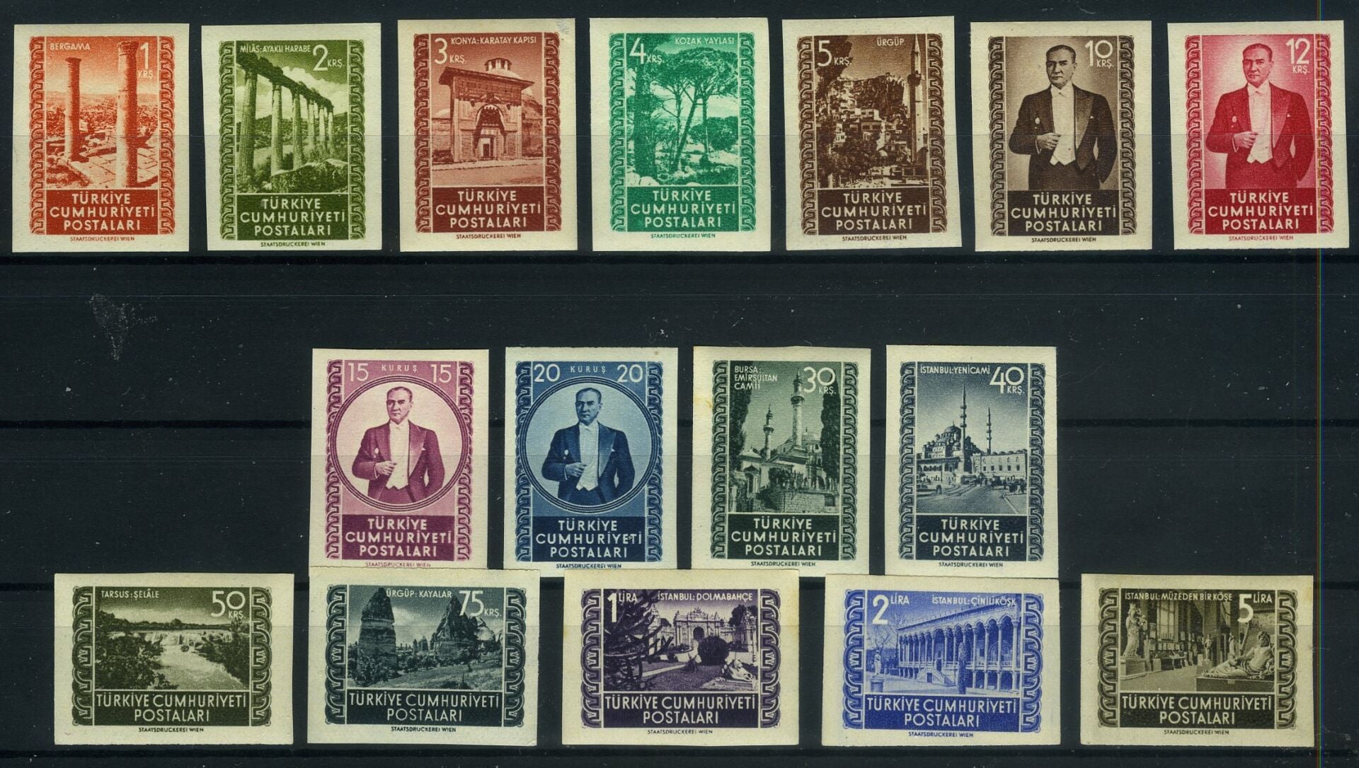 Koleksiyon Pulları,1953 Viyana Baskısı DANTELSİZ 16 Pulluk Tam Seri,Damgasız,J.Stamps-115