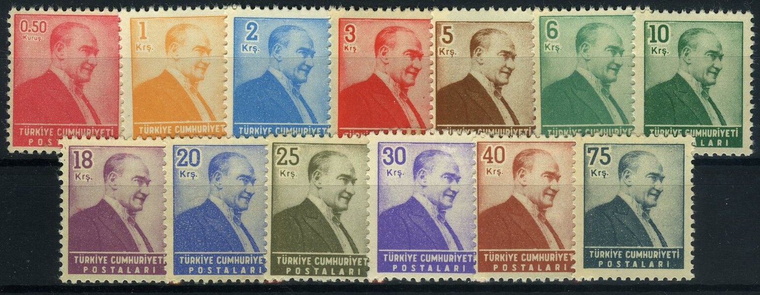 Koleksiyon Pulları,1955 13 Pulluk Atatürk Posta Pulları, J.Stamps-117