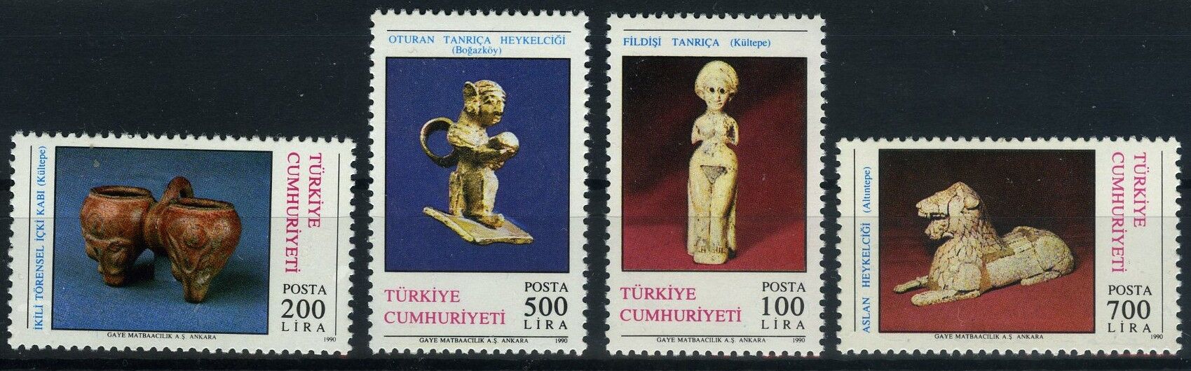 Koleksiyon Pulları,1990 Tarihi Eserler,4 Pul,J.Stamps-129