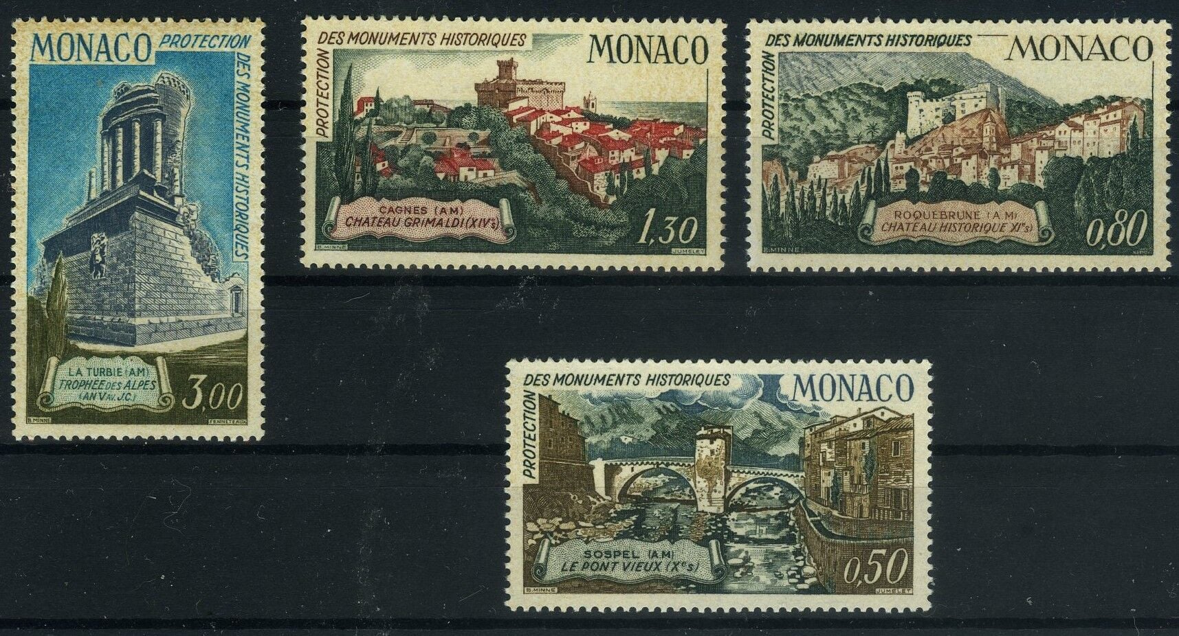 Koleksiyon Pulları, 1971 MONACO 4 Pulluk Damgasız Tam Seri,J.Stamps-140