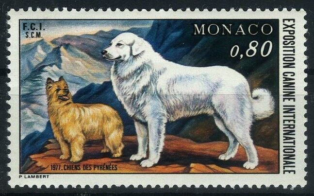 Koleksiyon Pulları,1977 MONACO, Köpek Fuarı, Damgasız Tek Pul,J.Stamps-142