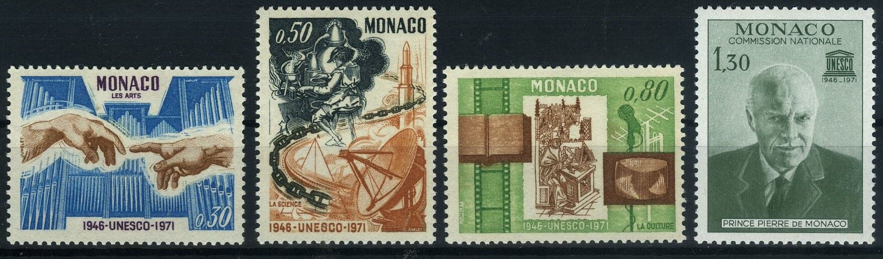 Koleksiyon Pulları,1971 Monaco,4 Pul Tam Seri, Damgasız, J.Stamps-144