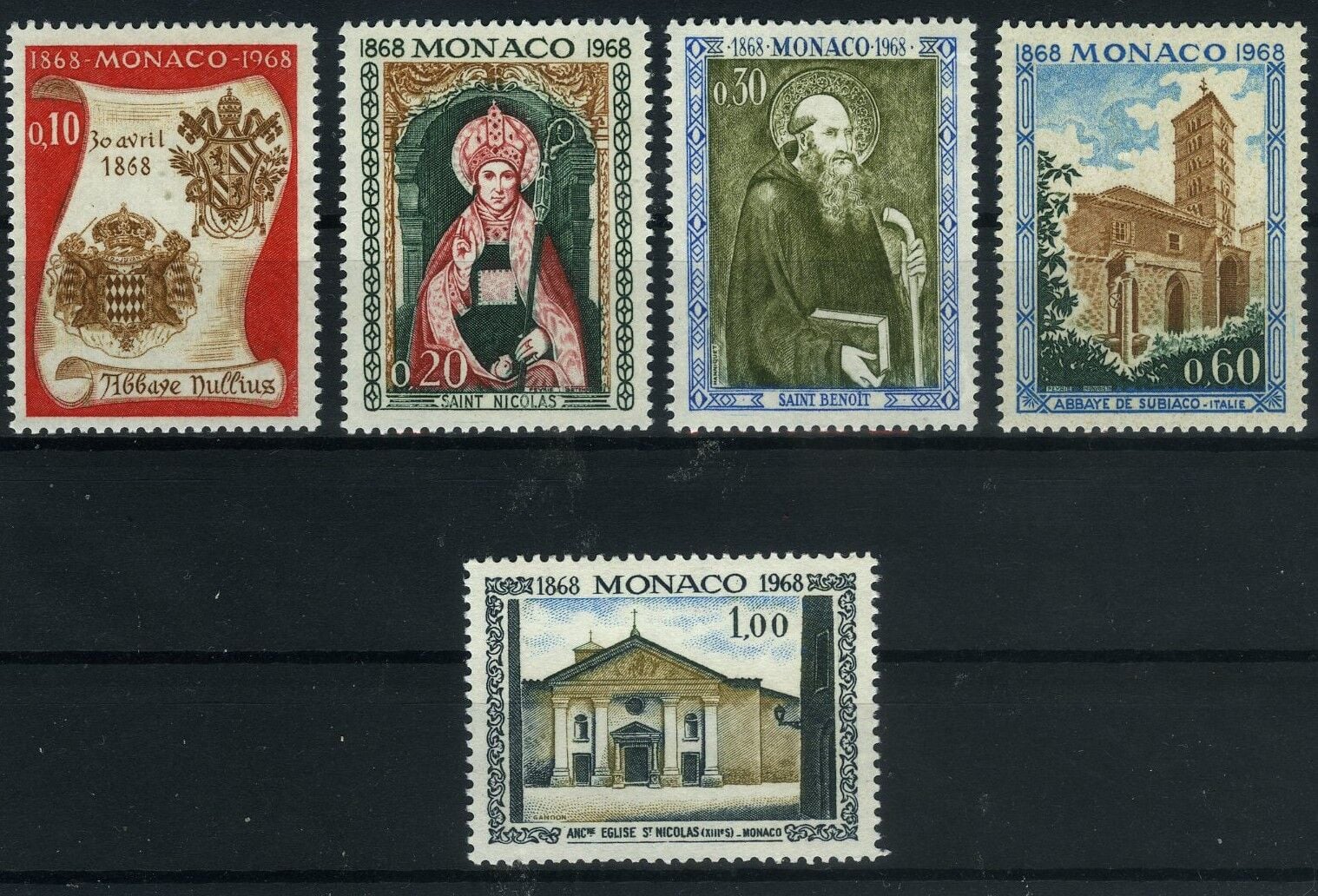 Koleksiyon Pulları, Monaco 5 Pulluk Damgasız Seri, J.Stamps-147