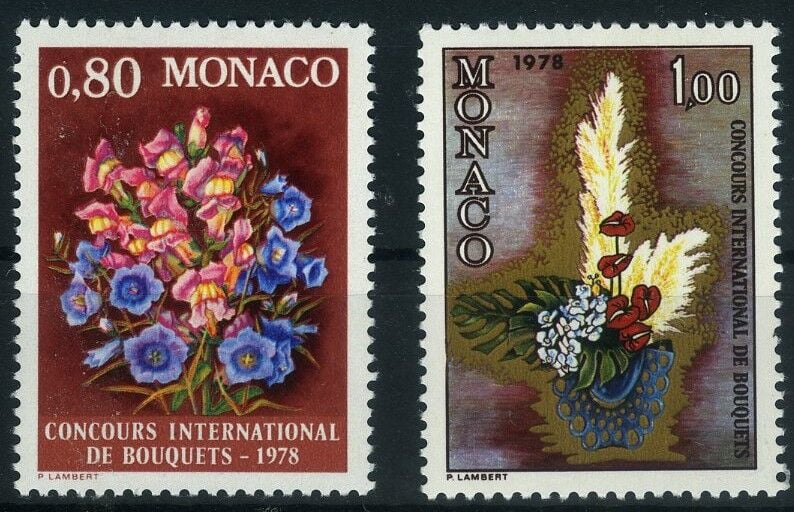 Koleksiyon Pulları,1977 MONACO,Dünya Çiçek Yarışmasi,2 Pul,J.Stamps-149