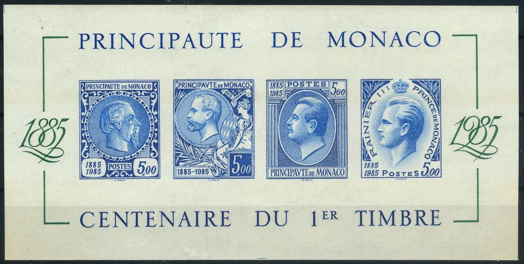 MONACO, DANTELSİZ (Mavi Baskı) Koleksiyon Pulları,1985,Özel Blok,J.Stamps-151