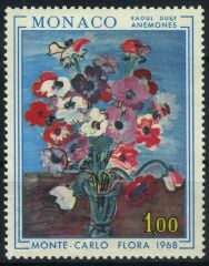 Koleksiyon Pulları,1968,Tablo Pulu, Çiçekler,Tek Pul Tam Seri,J.Stamps-158