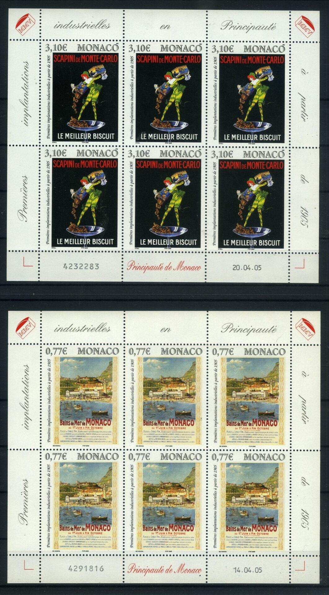 Koleksiyon Pullari.2005 MONAKO 3 Adet Küçük Tabaka,J.Stamps-177,177A