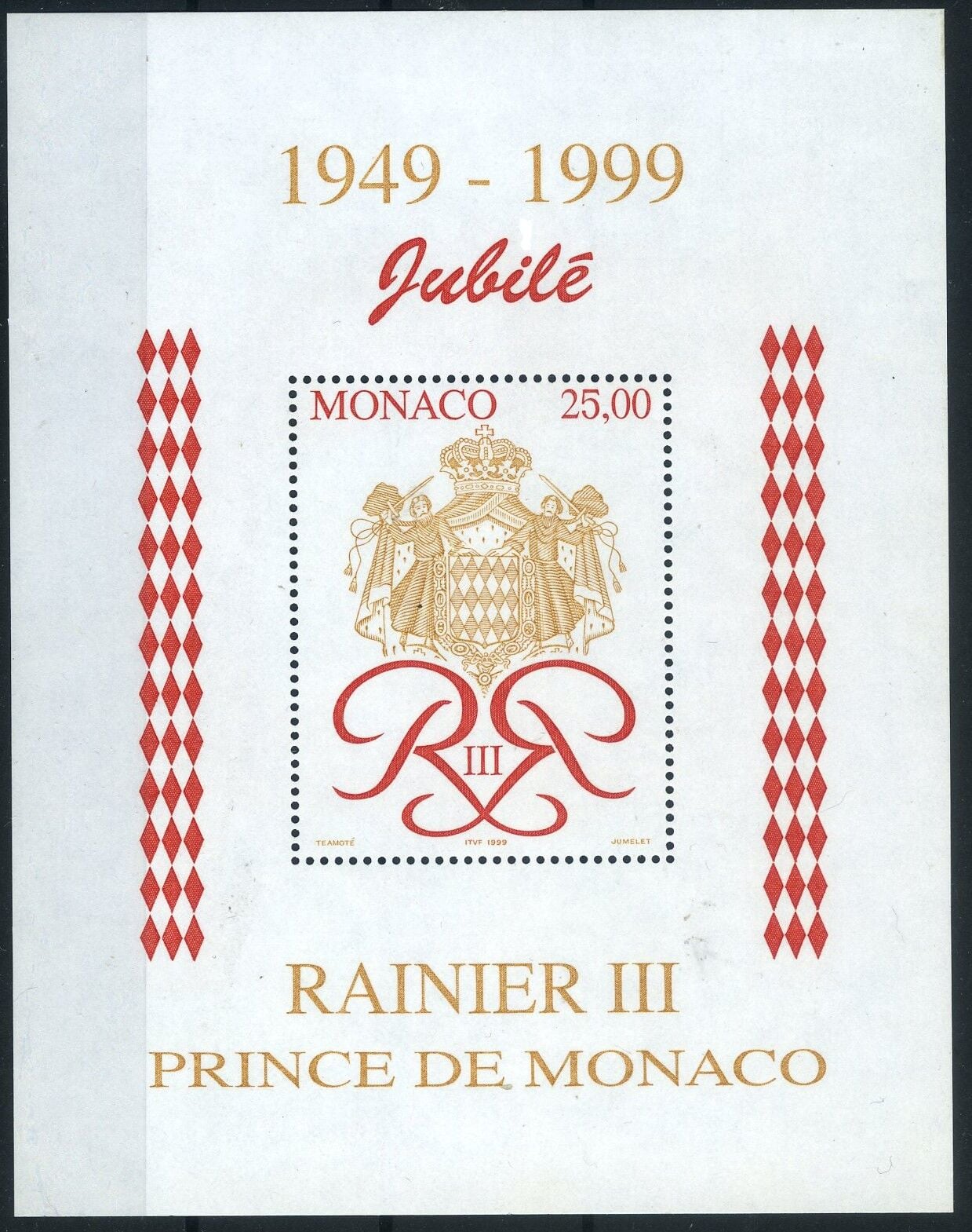 Koleksiyon Pulları,1999 Prens Rainier'in 50.Yıl Jübilesi,J.Stamps-180