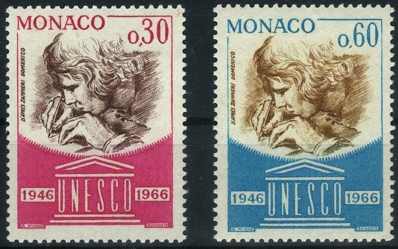 Koleksiyon Pulları,1966 MONAKO Unesco Konulu 2 Pulluk Damgasız Tam Seri,J.Stamps-185