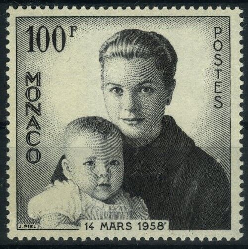 Koleksiyon Pulları,1958 MONAKO,Grace Kelly ve Oğlu Albert,J.Stamps-186