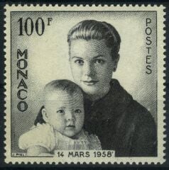 Koleksiyon Pulları,1958 MONAKO,Grace Kelly ve Oğlu Albert,J.Stamps-186