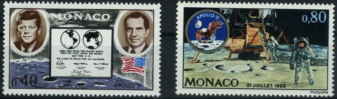 Koleksiyon Pulları,1969 APOLLO 11,Aya İniş,2 Pulluk Tam Seri,J.Stamps-196