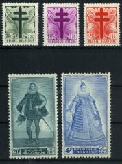 Koleksiyon Pulları,1948 BELÇİKA,5 Pulluk Damgasız Tam seri,Bel-1