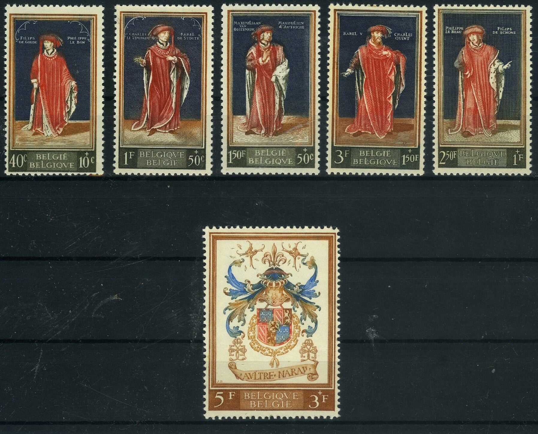 Koleksiyon Pulları,1959 BELÇİKA 6 Pulluk Damgasız Tam Seri,Bel-2