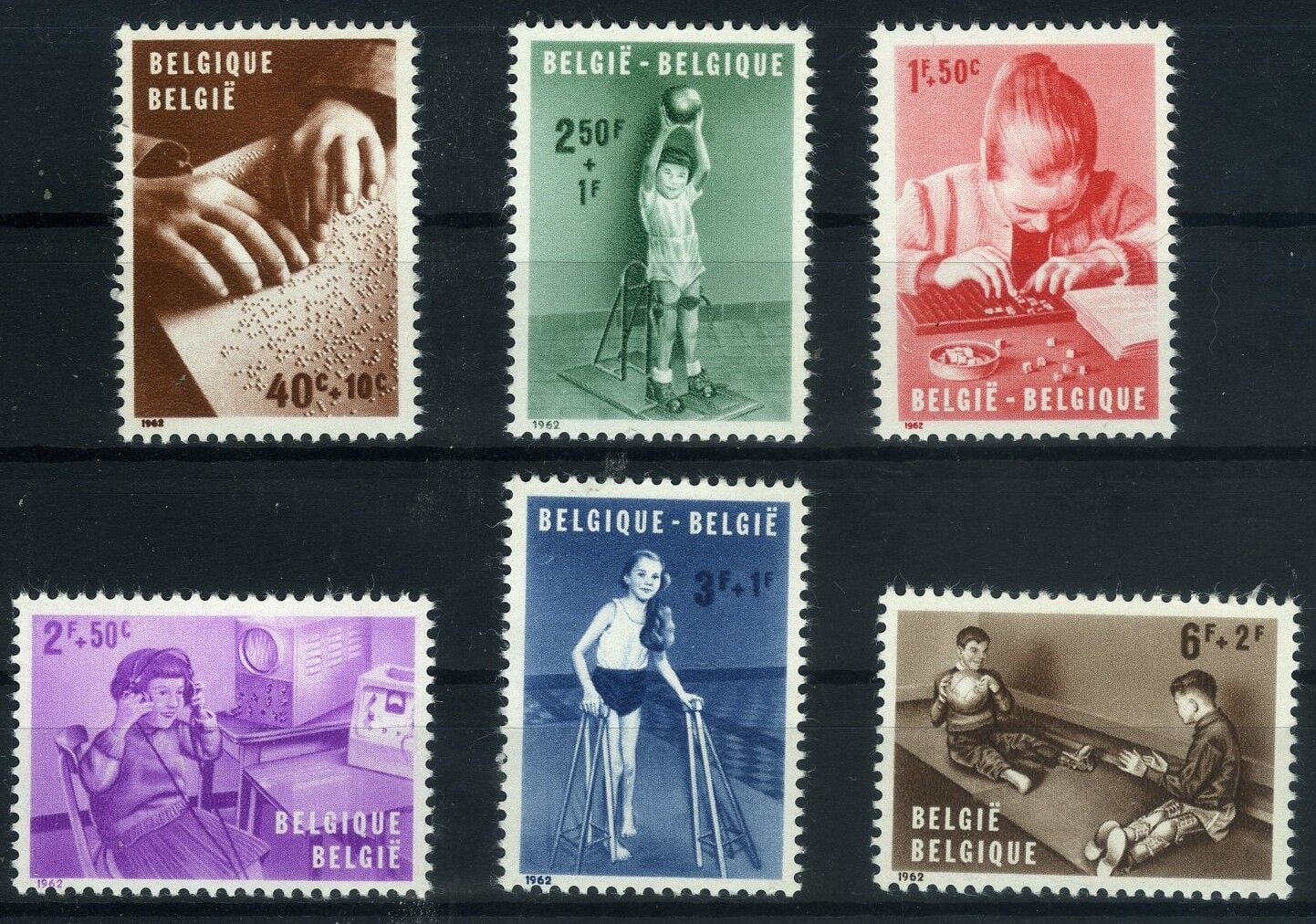 Koleksiyon Pulları,1962 BELÇİKA 6 Pulluk Damgasız Tam Seri,Bel-6