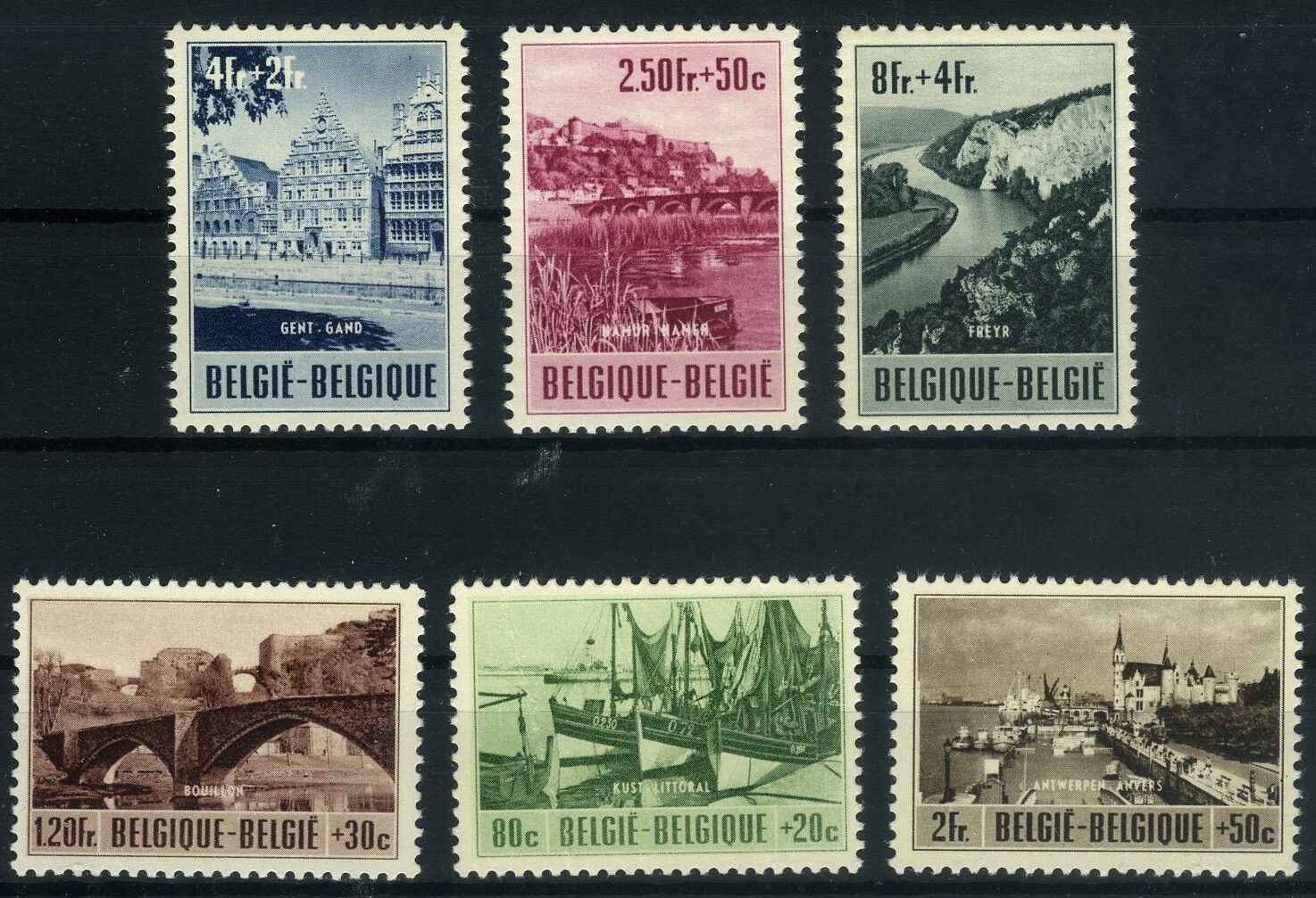 Koleksiyon Pulları,1953 Belçika,Turistik Tesisler,6 Pulluk Damgasız,Bel-12
