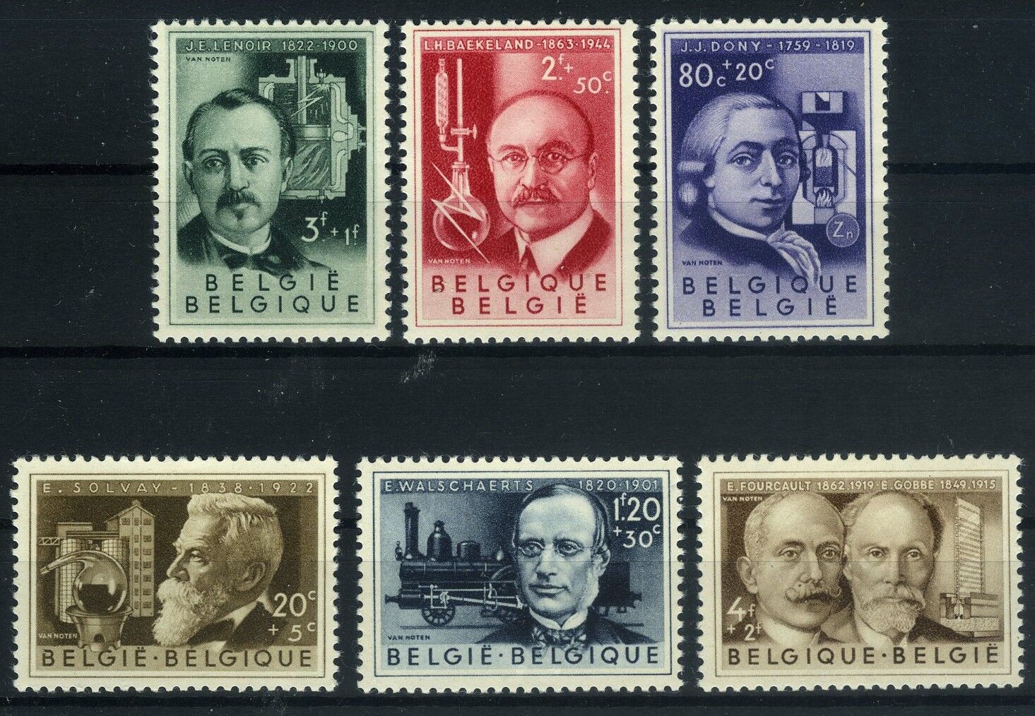 Koleksiyon Pulları,1955 Belçika Mucitler 6 Pulluk Tam Seri,Bel-18