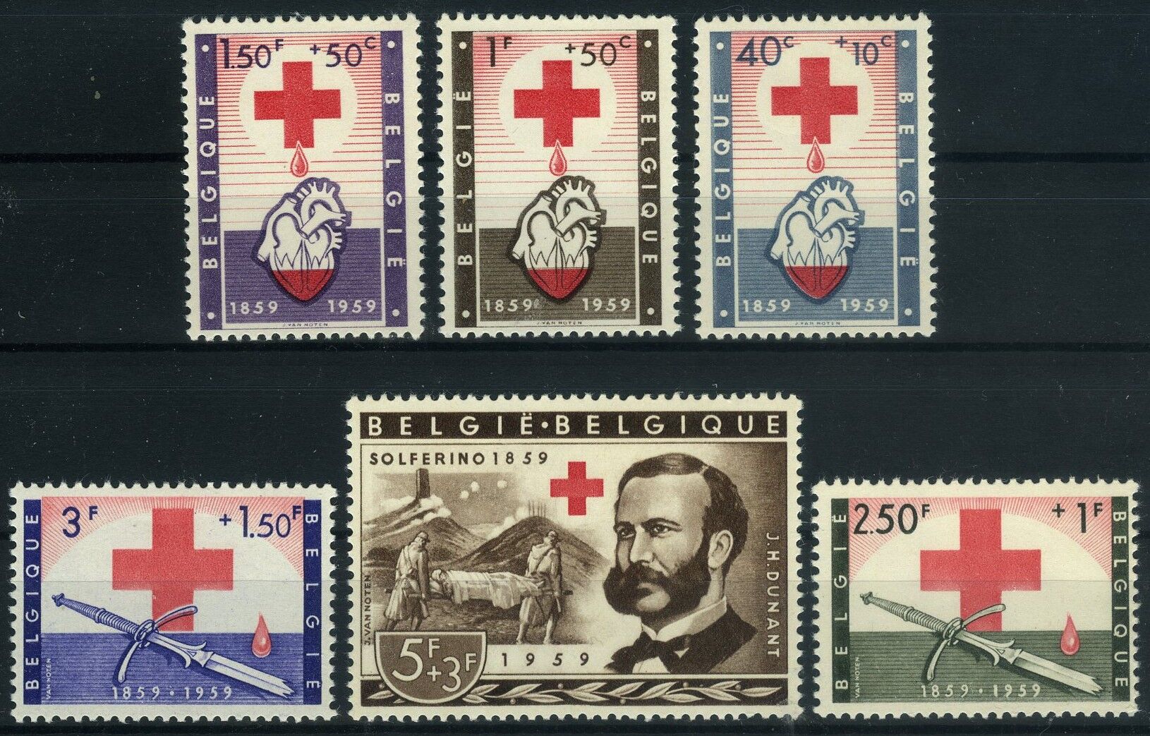Koleksiyon Pulları,1959 Kızılhaç'ın Kuruluşunun 100.Yılı,Bel-20