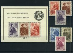 Koleksiyon Pulları,1960 Belçika,Mülteciler Yılı,Seri+Blok,Bel-22