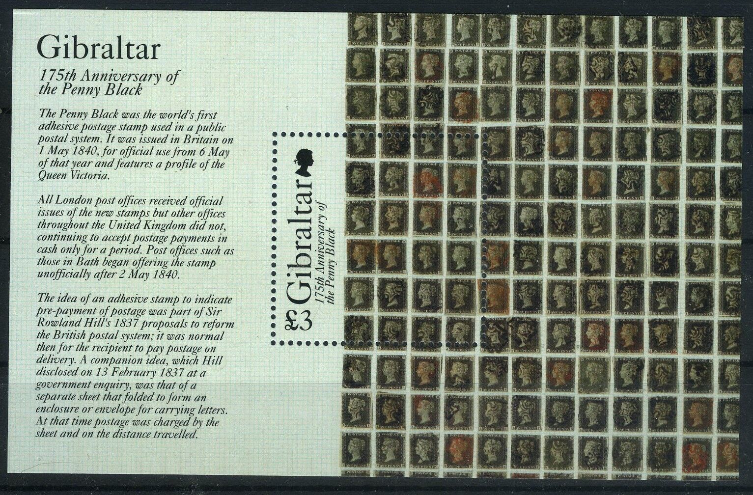 Koleksiyon Pulları,2015 Gibraltar,Penny Black Özel Blok,Gib-3