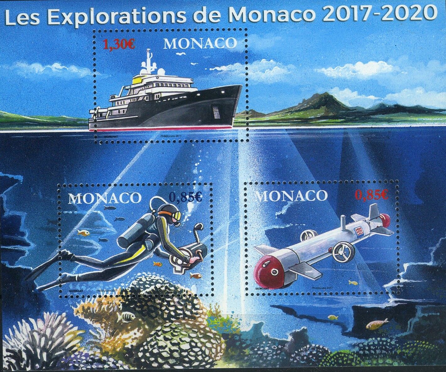 Koleksiyon Pulu, Monaco Keşifler Özel Blok,Damgasız-J.Stamps-198