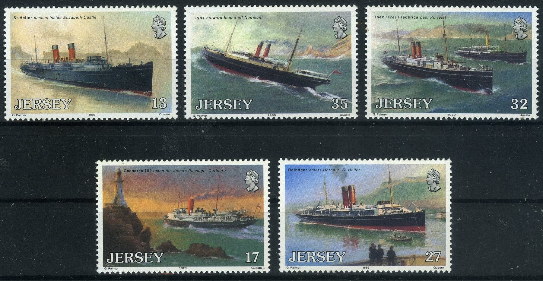 Koleksiyon Pulları,1989 Gemiler 5 Pul,Jersey-2