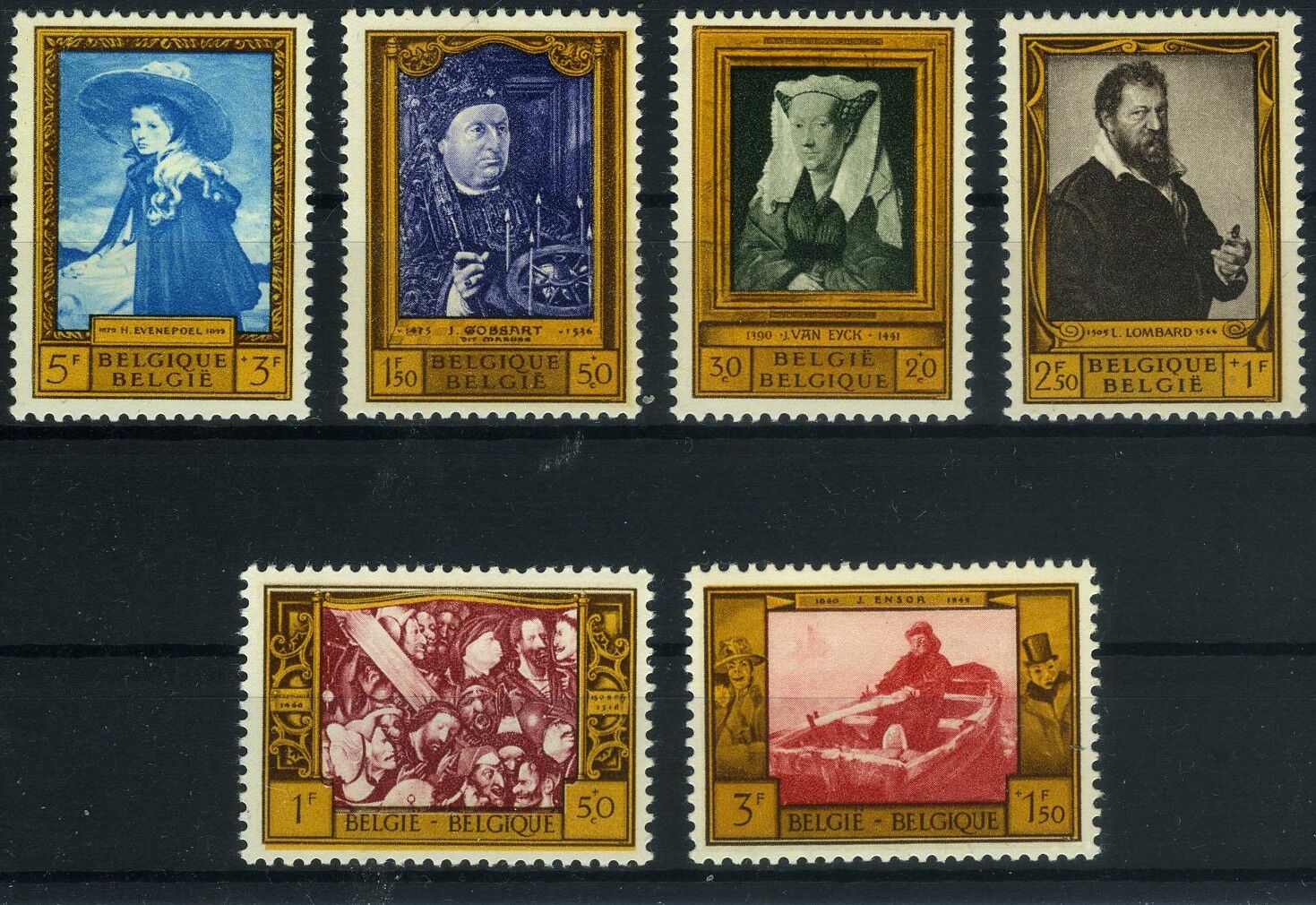 Koleksiyon Pulları,1958 BELÇİKA,6 Pulluk Damgasız Tam Seri,Bel-39