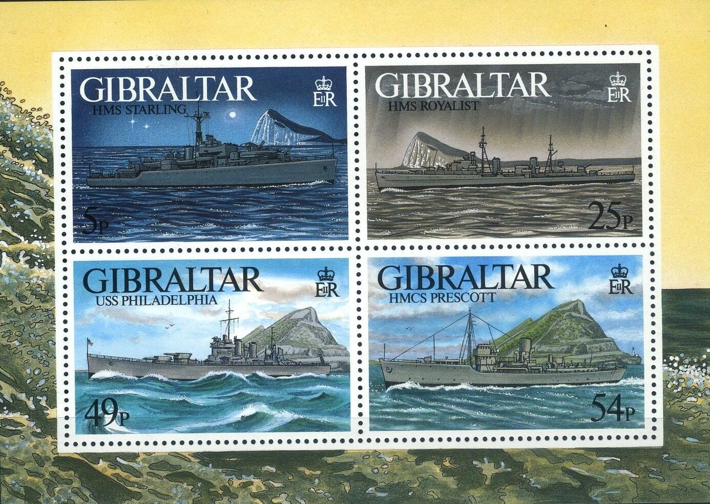 Koleksiyon Pulları,Gibraltar Savaş Gemileri,Özel Blok,Damgasız,Gib-11