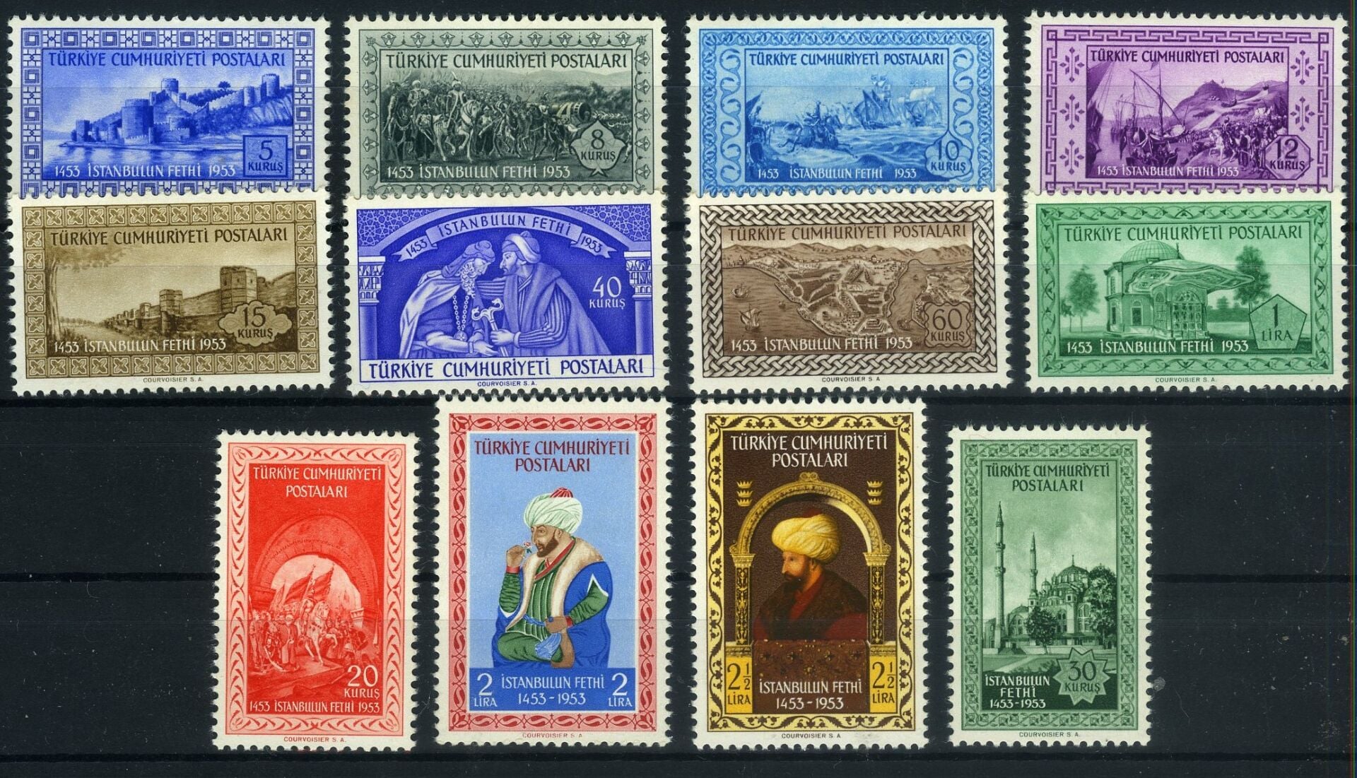 Koleksiyon Pulları,1953 İstanbul'un Fethi,12 Pul Damgasız,Tr-2