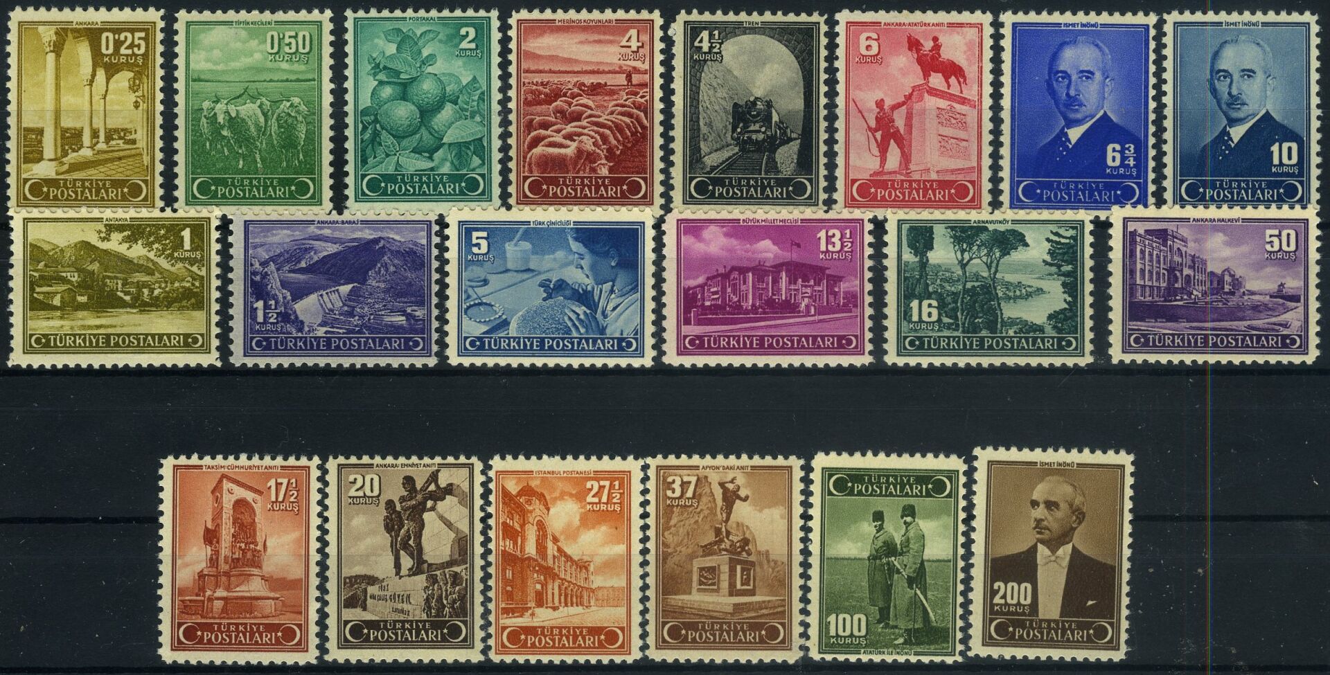 Koleksiyon Pulları,1943 Atatürk-İnönü Posta Serisi,Tr-3