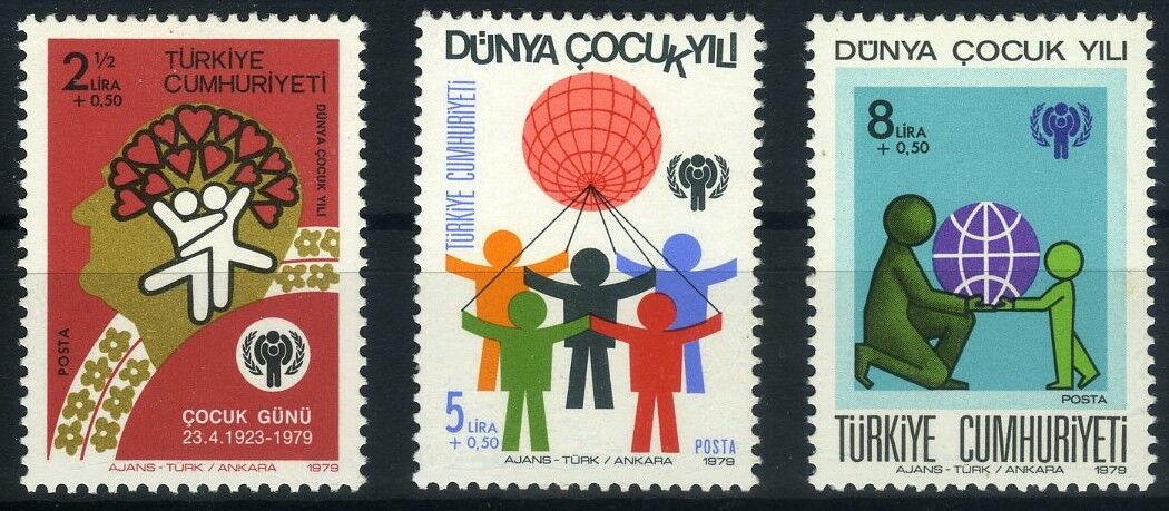 Koleksiyon Pulları,1979 Dünya Çocuk Yılı,3 Pul Damgasız,Tr-7