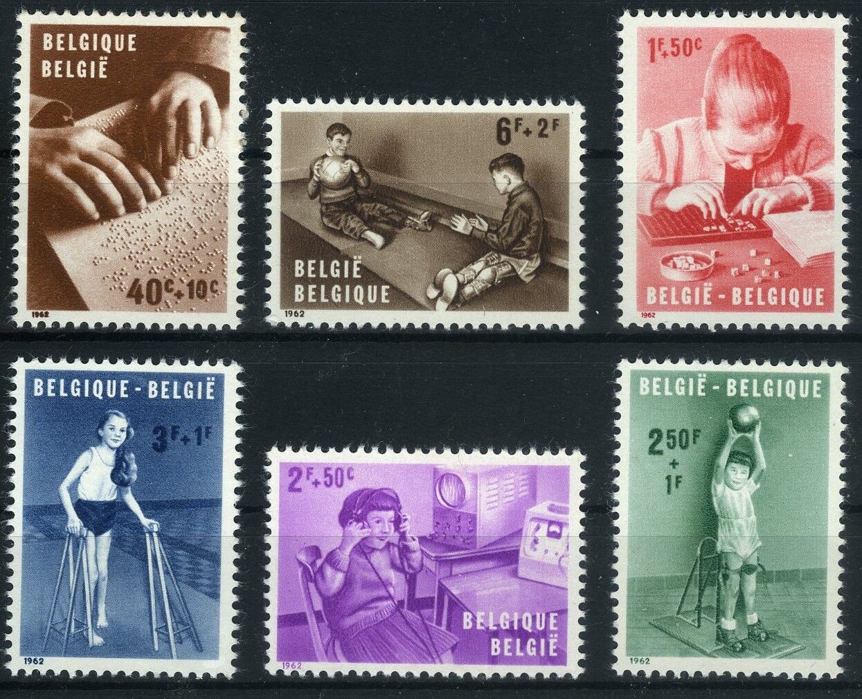 Koleksiyon Pulları,1962 BELÇİKA, 6 Pulluk Damgasız Tam Seri,Bel-48