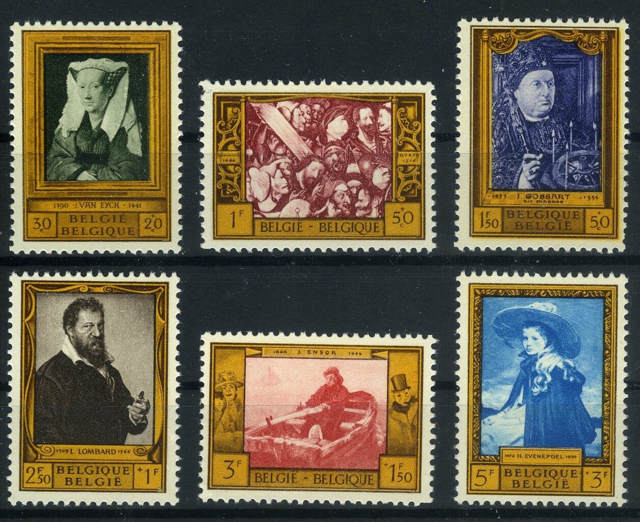 Koleksiyon Pulları,1958 Belçika 6 Pulluk Tam Seri, Bel-54