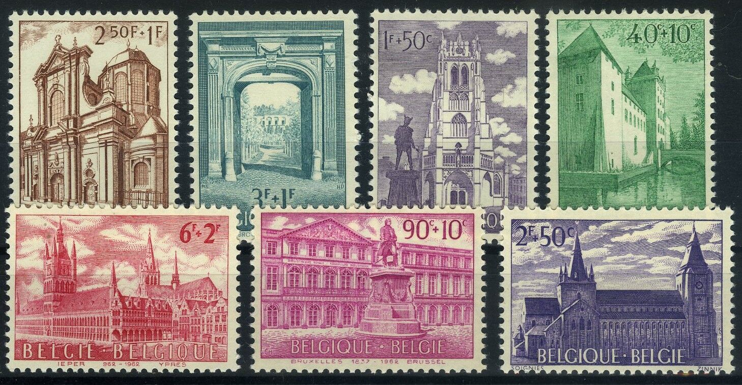 Koleksiyon Pulları,1962 Belçika, 7 Pulluk Damgasız Tam Seri, Bel-55