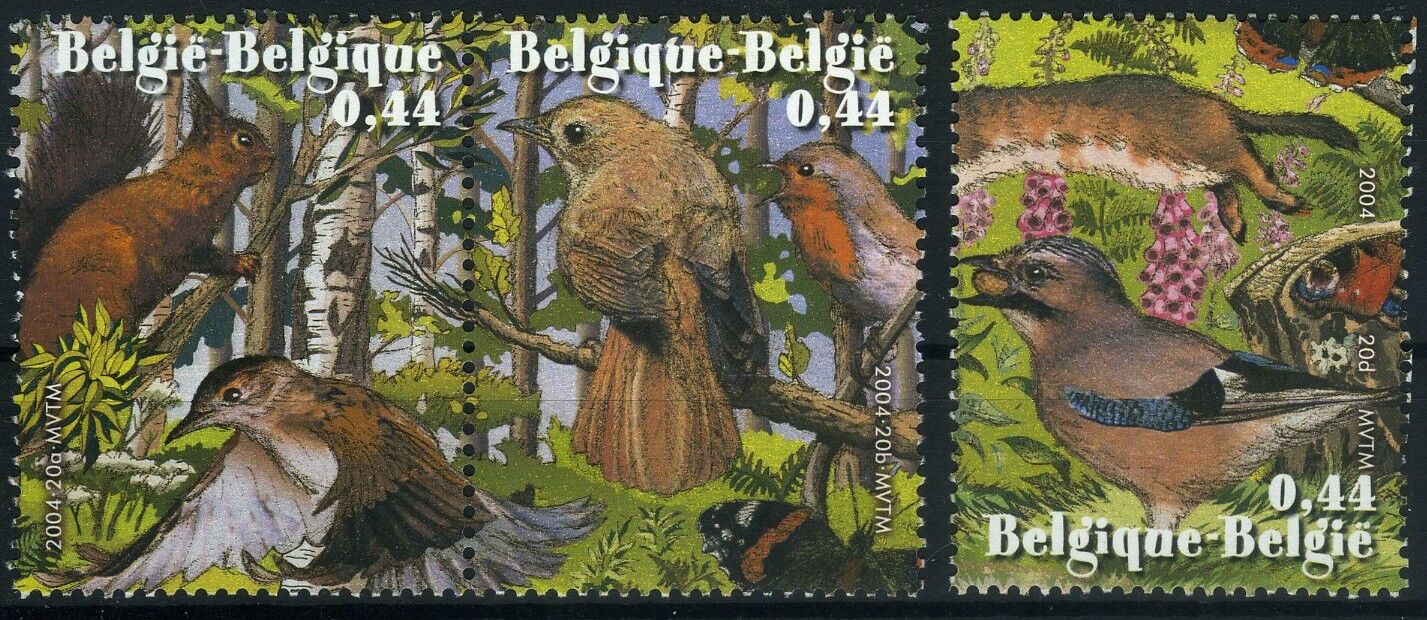 Koleksiyon Pulları,2004 BELÇİKA,Yaban Hayatı,3 Pul,Bel-60