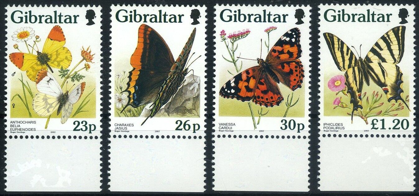 Koleksiyon Pulları, 1997 GİBRALTAR,Kelebekler,4 Pul,Damgasız,Gib-15