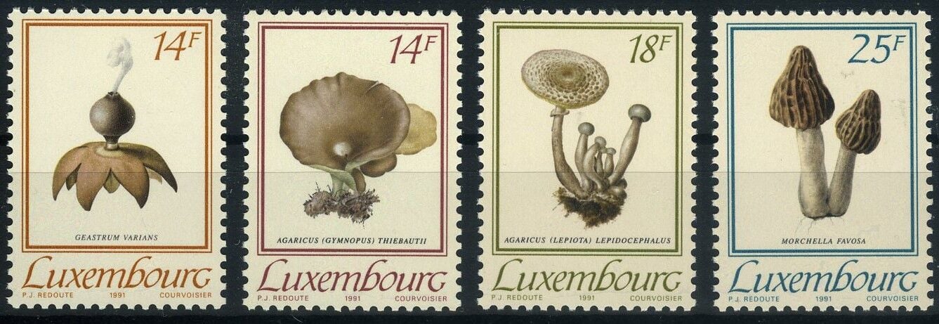 Koleksiyon Pulları, 1991 4 Pulluk Mantarlar Konulu Damgasız Tam Seri, Lüx-18