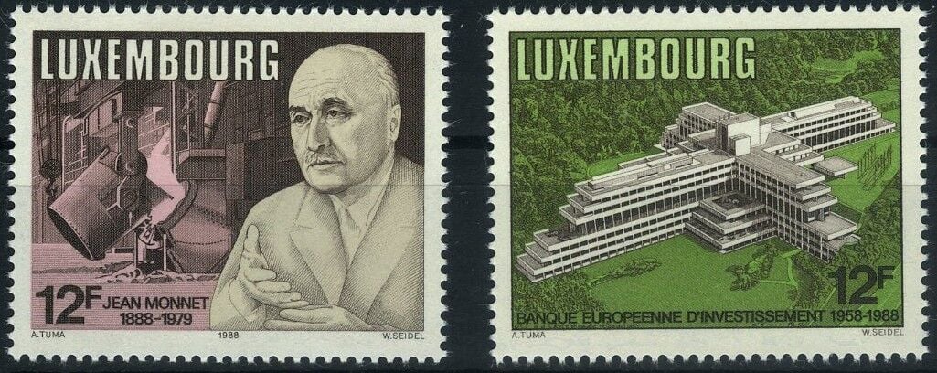 Koleksiyon Pulları, 1988 Lüksenburg, Jean Monnet 2 Pul,Lüx-23