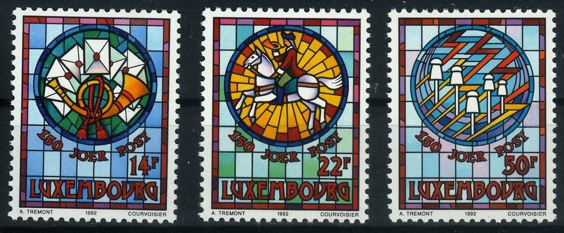Koleksiyon Pulları,1992 Lüksenburg,Postanın 150.Yılı,Lüx-28
