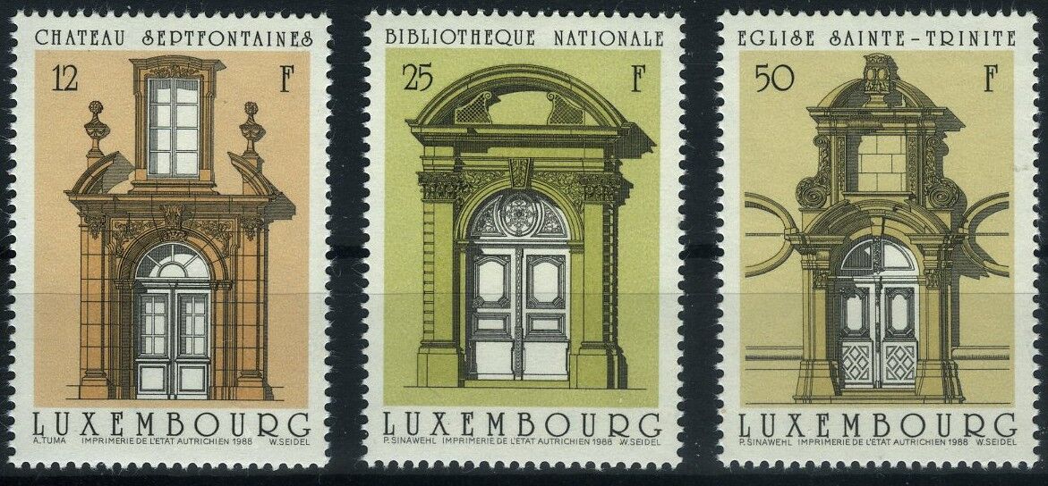 Koleksiyon Pulları, 1988 Lüksenburg,Klasik Kapılar,3 Pul,Lüx-29
