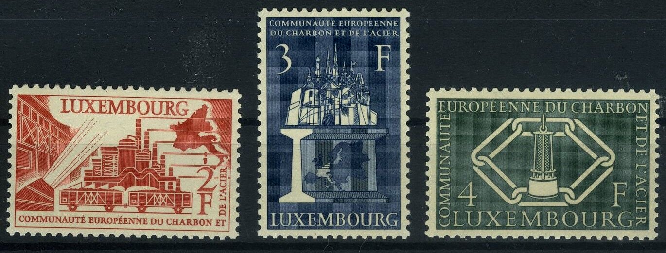 Koleksiyon Pulları, 1956 Lüksenburg, 3 Pulluk Damgasız Tam Seri, Lüx-35